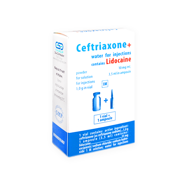 Ceftriaxone Lidocain 1G 10Mg 1 Vial Im