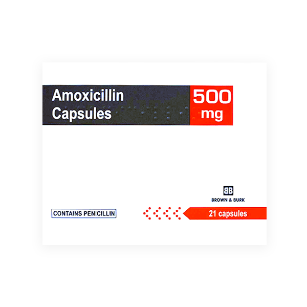Amoxicillin 500Mg 21 Capsule Brown Bruk