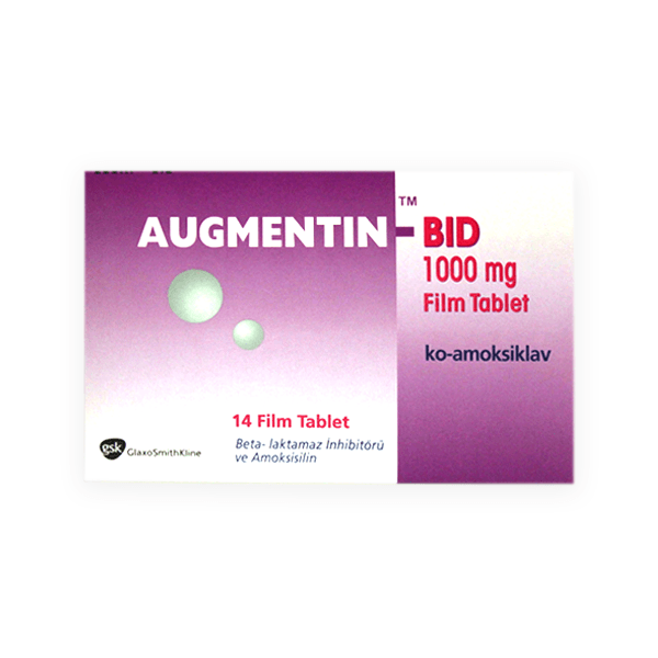 Augmentin Bid 1000Mg 14 Tablet Turkey